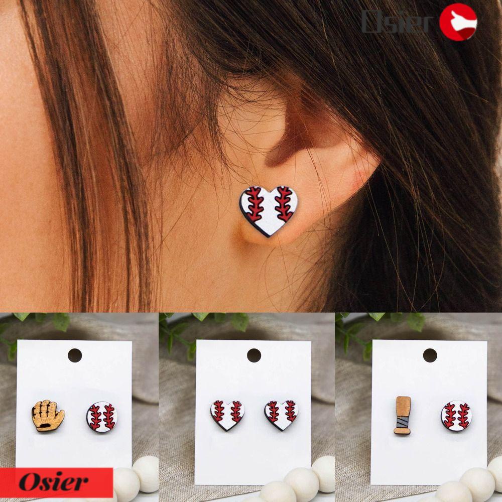 Osier1 Khuyên Tai Bóng Chày Nhiều Màu Sắc Đơn Giản Cho Nữ