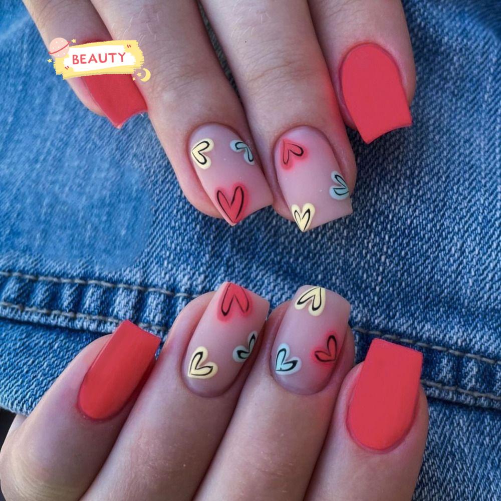 BEAUTY Bộ Móng Tay Giả Che Phủ Toàn Diện Đầu Vuông DIY