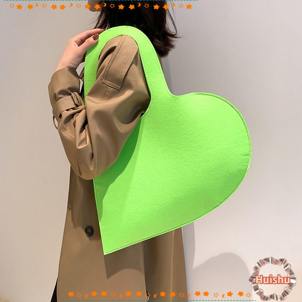 Túi Xách Đeo Vai Hình Trái Tim Bằng Vải Nỉ Kiểu Mới Cho Nữ