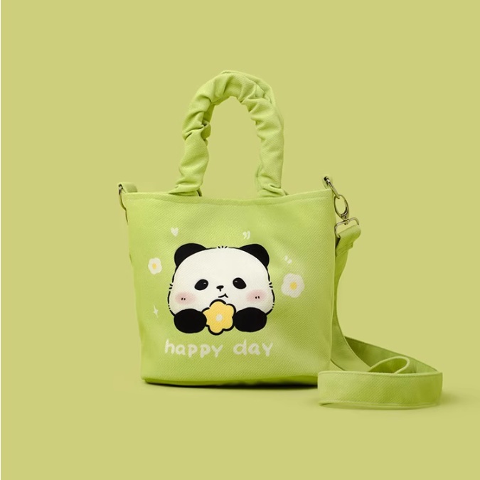 Túi Xách Canvas Họa Tiết Gấu Trúc Hoạt Hình Dễ Thương Cho Mẹ Bỉm Sữa