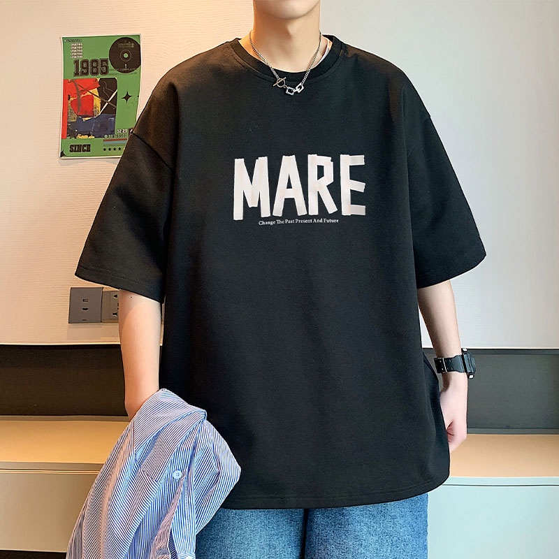 Áo Thun Tay Ngắn Cổ Tròn Bằng Lụa Lạnh Mỏng Dáng Rộng Thời Trang Mùa Hè Hàng Mới Dành Cho Bạn Nam