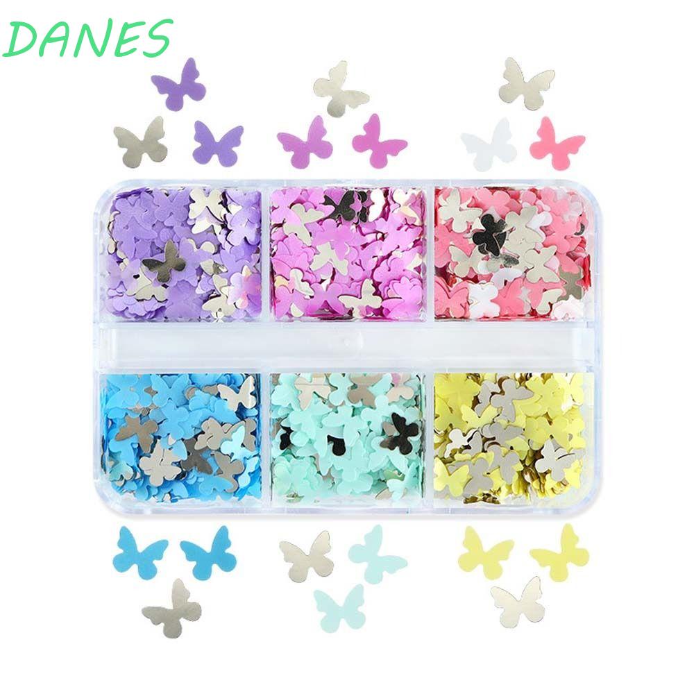 Phụ Kiện Trang Trí Móng Tay Hình Bướm Đính Kim Sa Màu Xanh Dương Phong Cách Nhật Bản