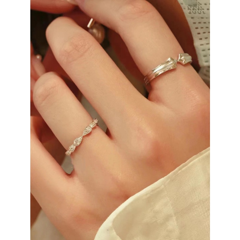 Bộ Nhẫn Đôi Bằng Bạc Sterling Điều Chỉnh Được Kiểu Công Chúa Sugar Knight