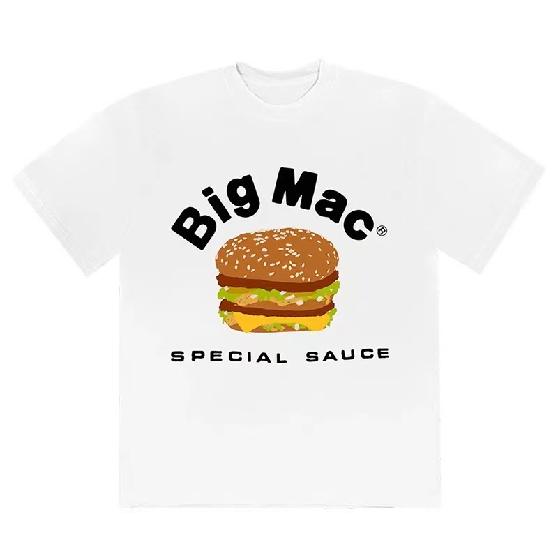 Hàng Có Sẵn Áo Thun Ngắn Tay Dáng Rộng In Hình Bánh hamburger Và Travis Scott Mỹ