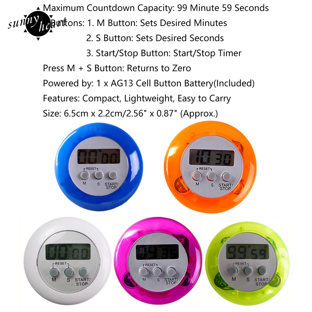 Đồng Hồ Điện Tử Đếm Ngược Thời Gian Nấu Ăn Màn Hình LCD