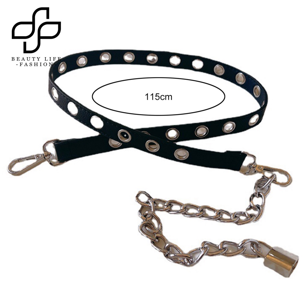 Thắt Lưng Dây Xích Giả Da Tùy Chỉnh Phong Cách Punk Thời Trang Cho Nữ
