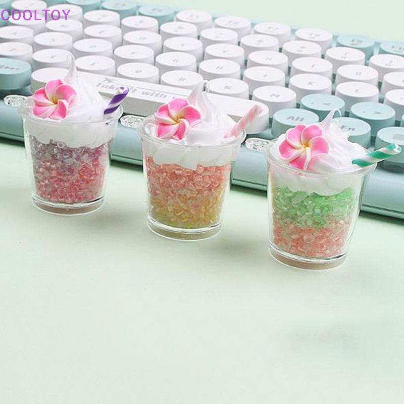 Cooltoy Móc Khóa Cốc Tròn Màu Trơn Phát Sáng Hình Hoa Đào Hoạt Hình DIY