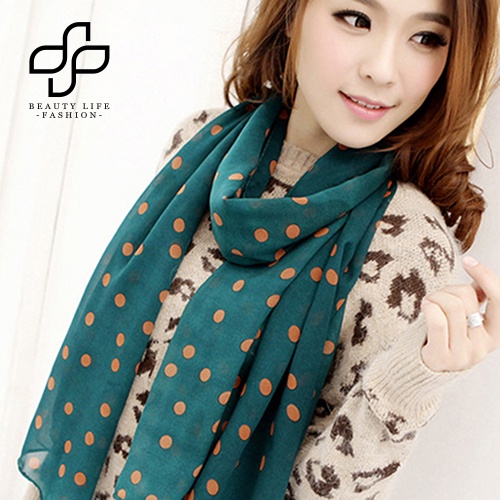 Khăn Choàng Cổ Dài Vải Cotton Mềm Mại In Họa Tiết Chấm Bi Thời Trang Cho Nữ