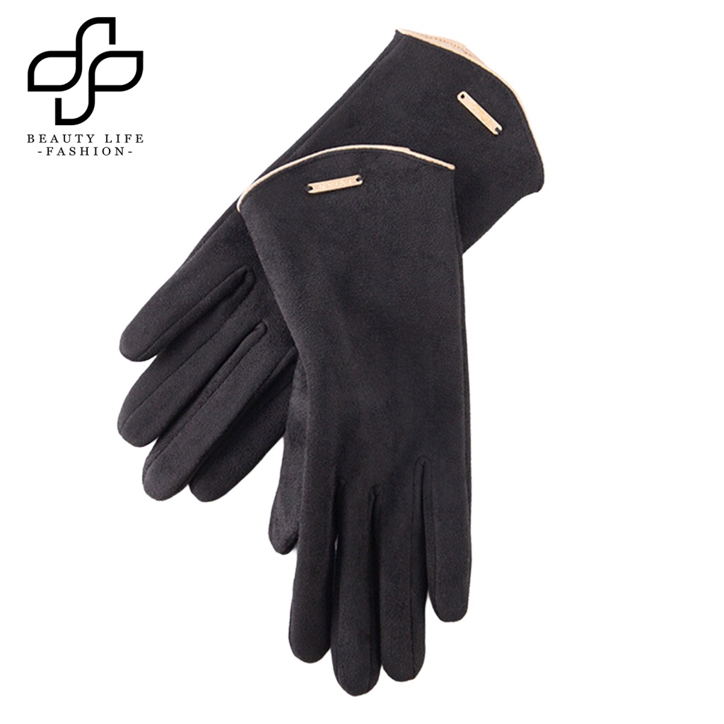 1 Đôi Găng Tay Lông Nhung Mềm Mại Chống Gió Màu Trơn Có Thể Chạm Màn Hình Cảm Ứng