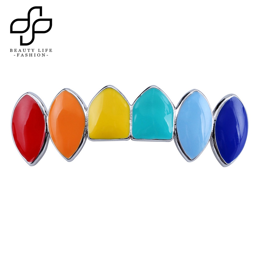 Nắp Răng Nướng Trang Sức Màu Cầu Vồng Thời Trang Hip Hop beautylifefashion