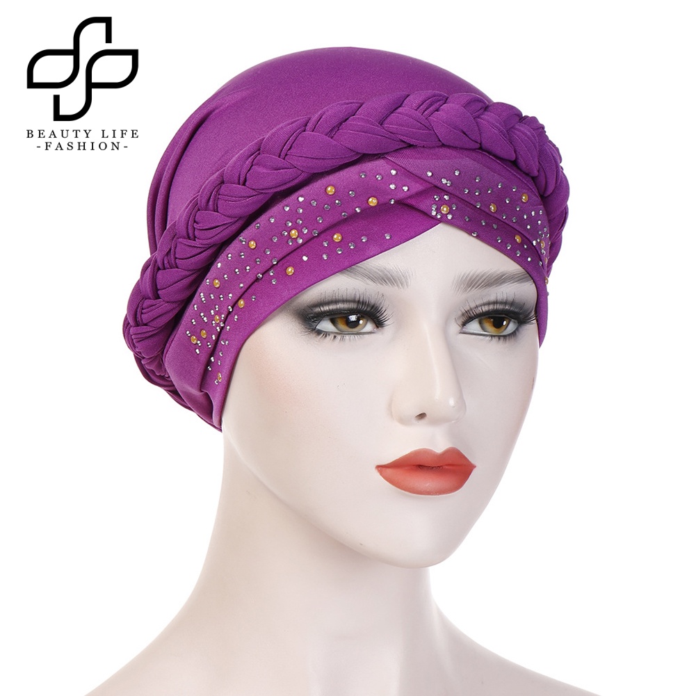 Khăn Trùm Đầu Kiểu Hồi Giáo Đính Đá Lấp Lánh Cho Nữ