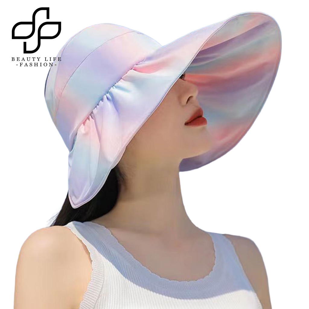 Nón Rộng Vành Chống Nắng Tia UV Màu Sắc Cầu Vồng Ngọt Ngào Thoáng Khí Thời Trang Đi Biển Mùa Hè Cho Nữ