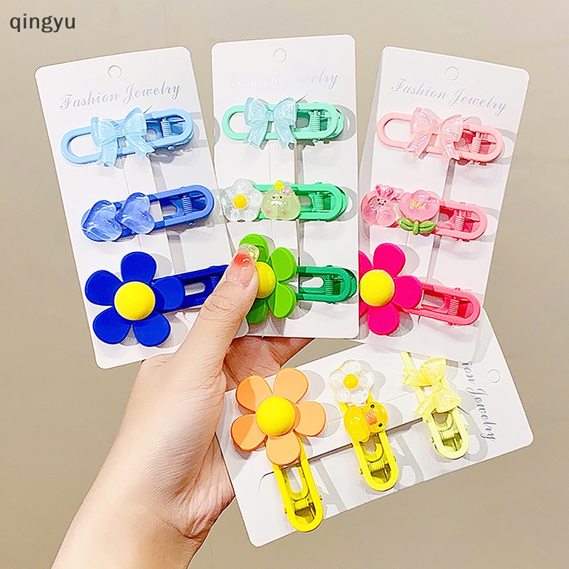 1 Bộ Kẹp Tóc Hình Nơ / Bông Hoa Màu Sắc Ngọt Ngào Xinh Xắn Cho Bé Gái
