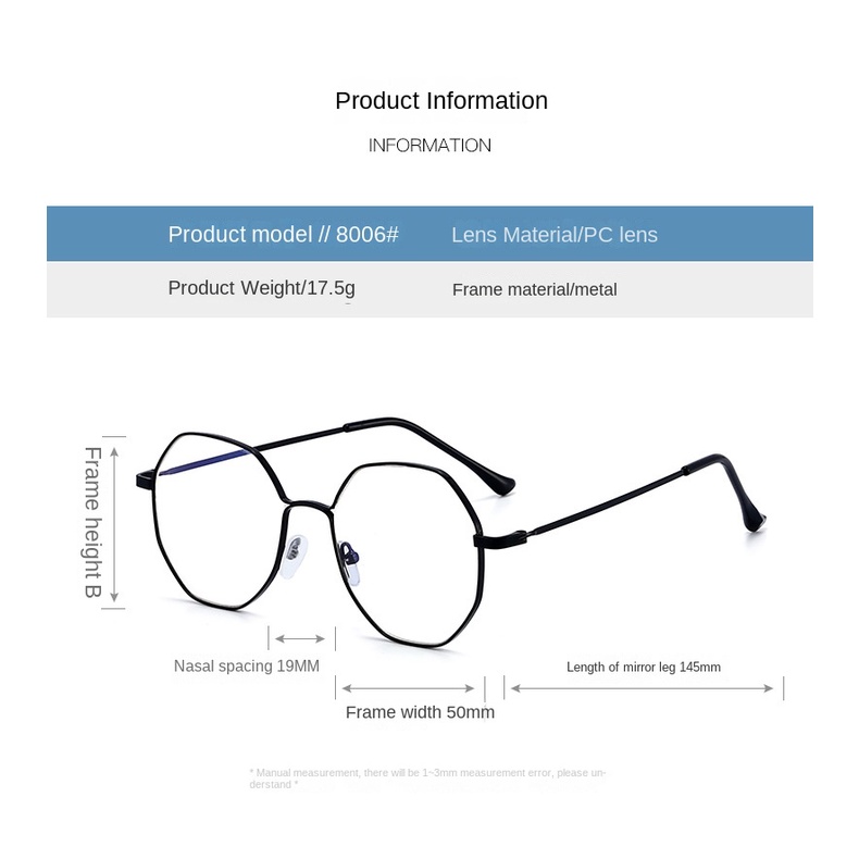 Kính Mát Gọng Đa Giác Bằng Kim Loại Chống Ánh Sáng Xanh Phong Cách Retro Cho Nam Và Nữ