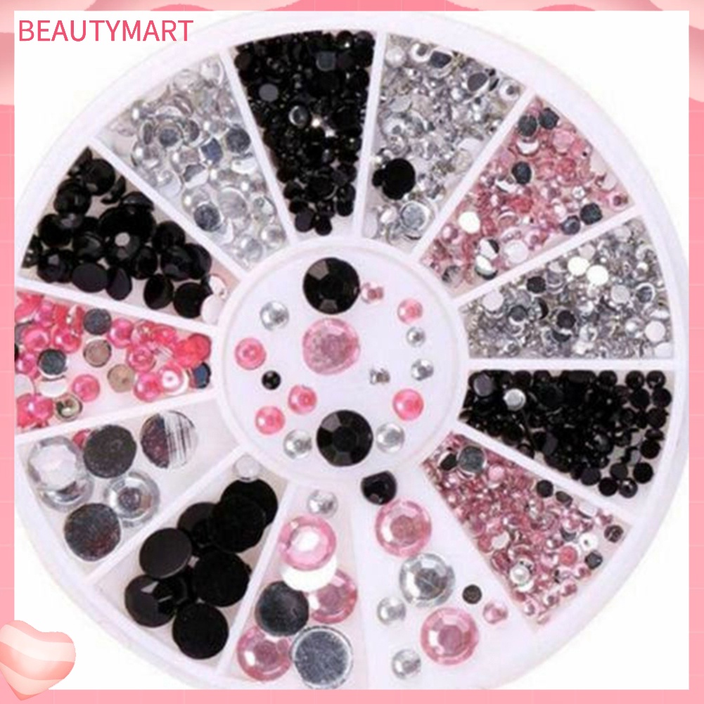 Khay Bánh Xe 13 Ngăn Đựng Hạt Đá 3D Lấp Lánh Trang Trí Móng Tay DIY