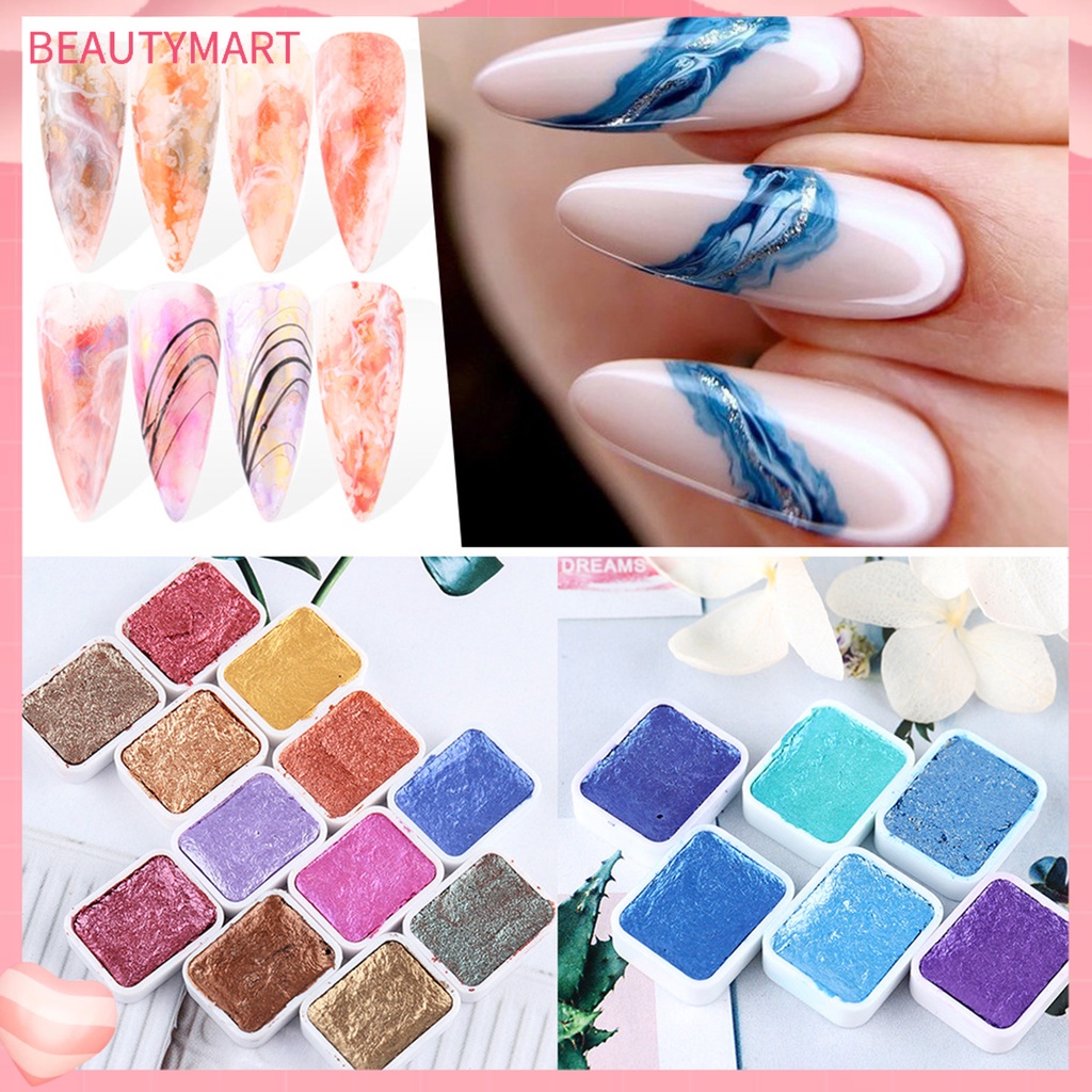 Bộ Màu Nước Kim Tuyến Lấp Lánh Lâu Trôi Dùng Trang Trí Móng Tay Nghệ Thuật DIY