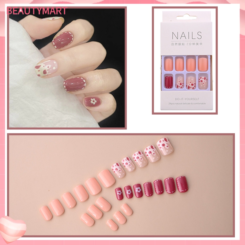 Hộp 24 Móng Tay Giả Bằng Nhựa Resin Mượt Mà DIY Thông Dụng Cho Nữ