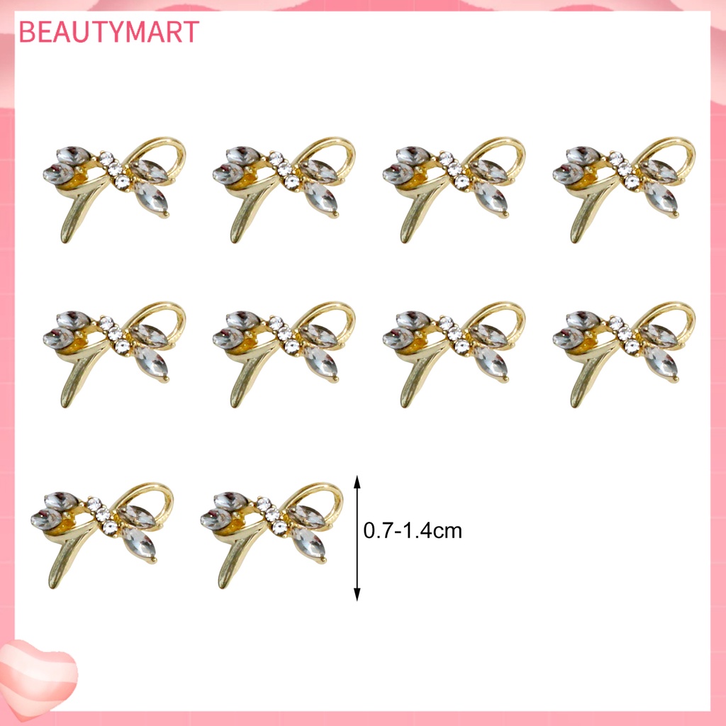 Set 10 Phụ Kiện Nơ Bằng Hợp Kim Trang Trí Móng Tay DIY
