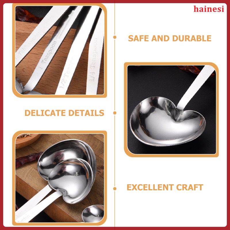 Bộ 2 Muỗng Đo Lường Bằng Thép Không Gỉ Hình Trái Tim