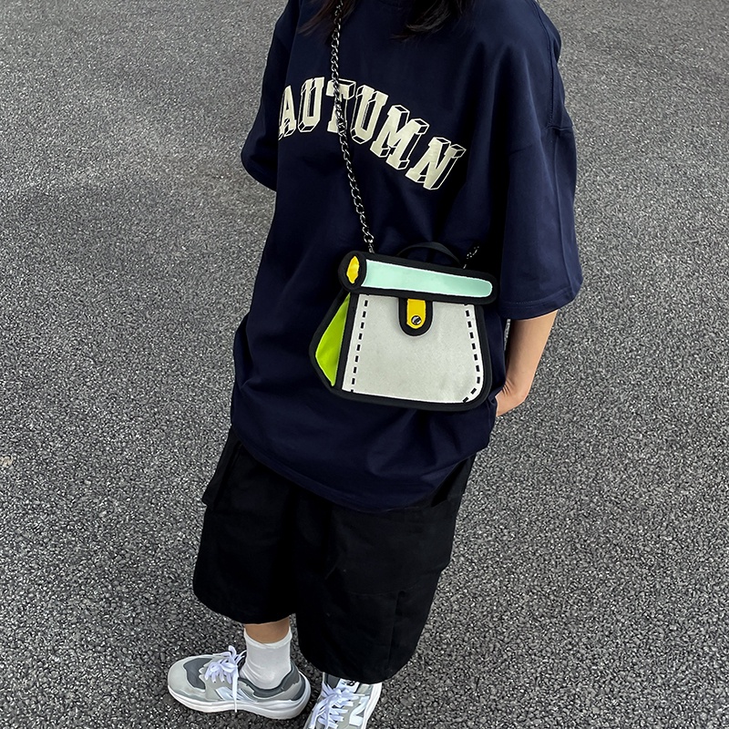 Túi Đeo Chéo Vai Vải canvas Hai Chiều Họa Tiết Hoạt Hình Dành Cho Nữ