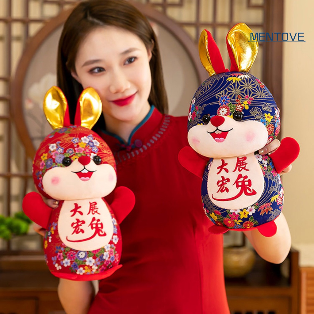 Búp Bê Nhồi Bông Hình Thỏ 3D Mềm Mại Phong Cách Trung Hoa 2023