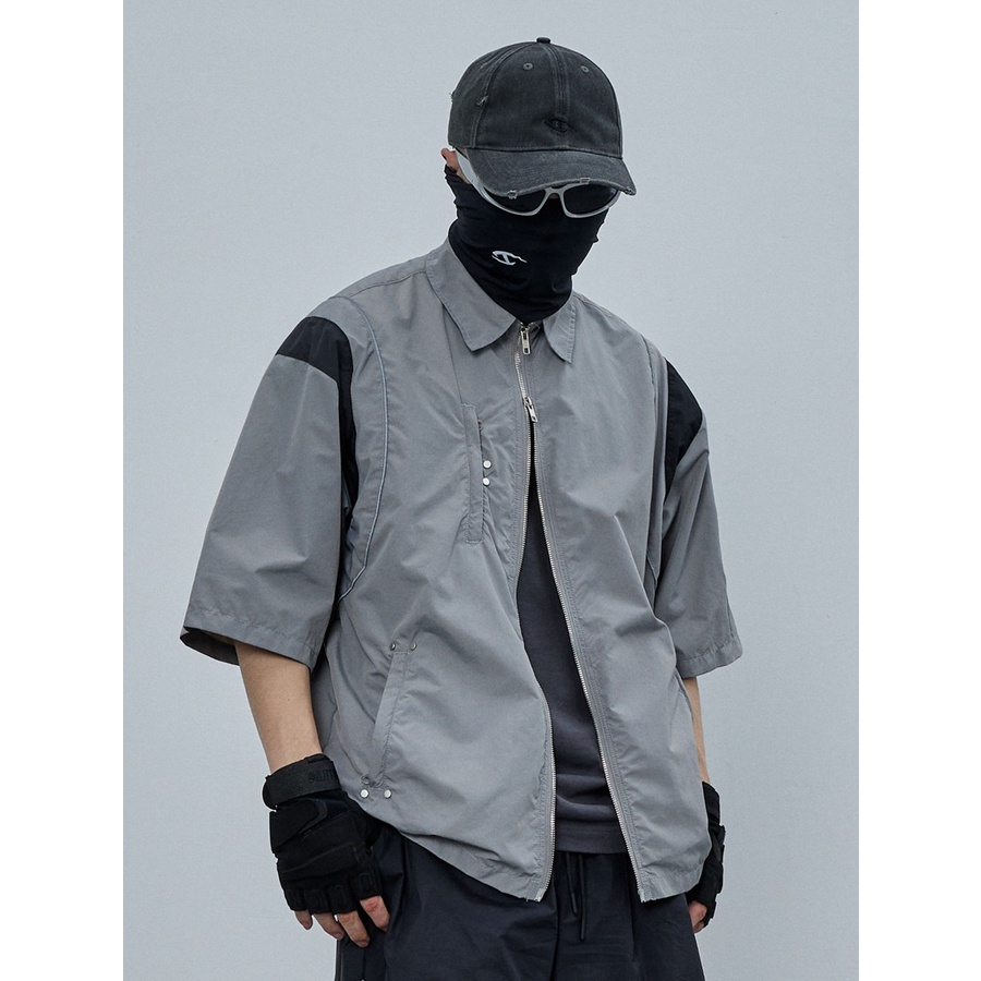 Áo Sơ Mi Có Khóa Kéo Màu Sắc Tương Phản Thời Trang 2023ss