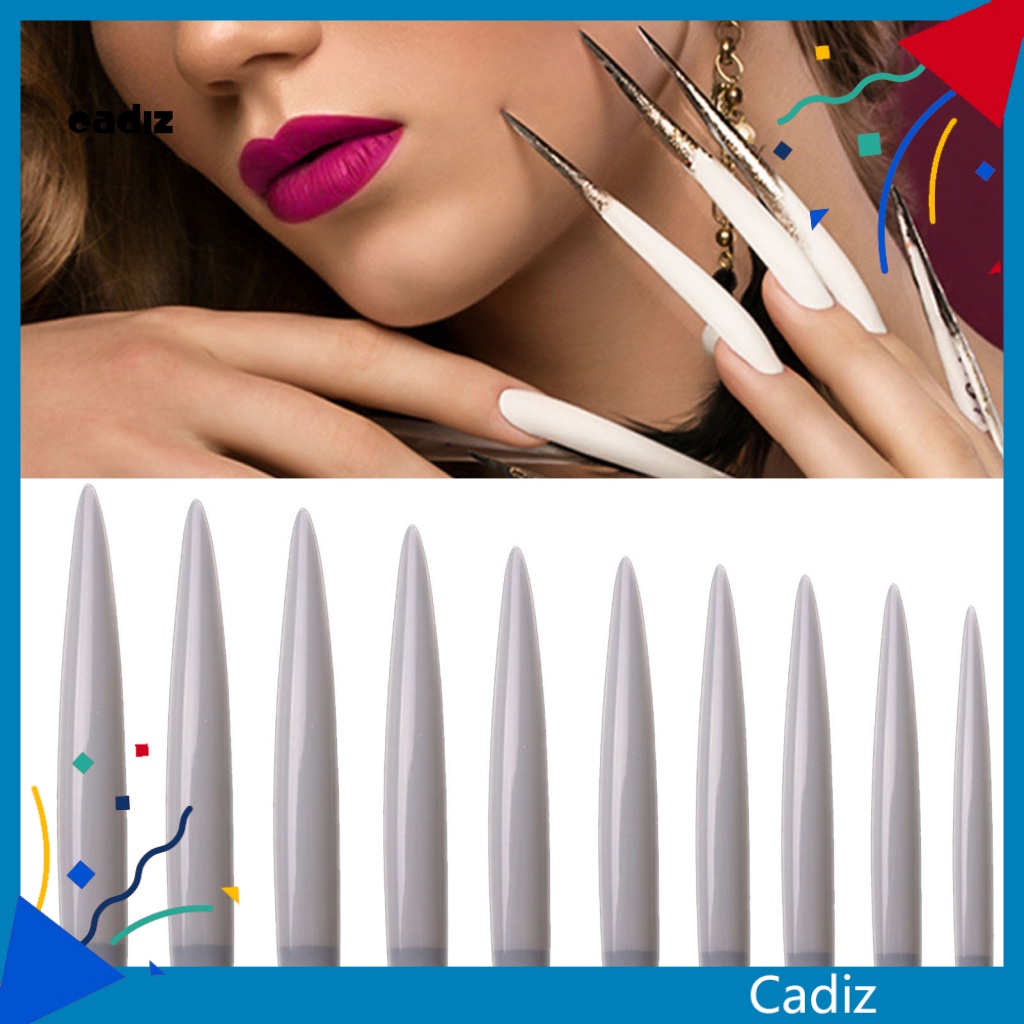 Bộ 10 Móng Tay Giả Hình Chữ V Siêu Dài Dùng Trang Trí Nghệ Thuật Cho Salon DIY