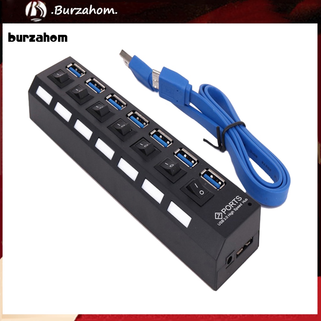 Bộ Chia 7 Cổng USB 3.0 Kèm Công Tắc Tiện Dụng Cho Máy Tính