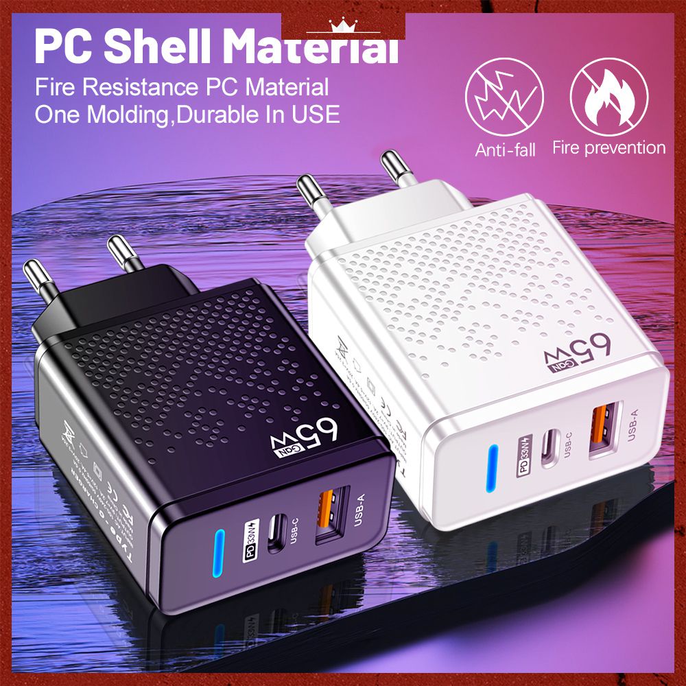 Củ Sạc Nhanh 65W Cổng USB Cho iPhone Xiaomi Samsung Huawei
