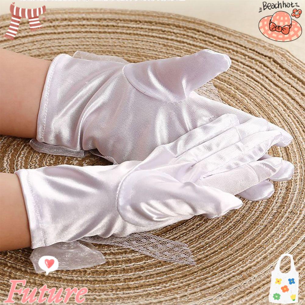 Găng Tay Dài Vải Satin Đính Kim Sa Lấp Lánh Thời Trang Cho Bé Gái