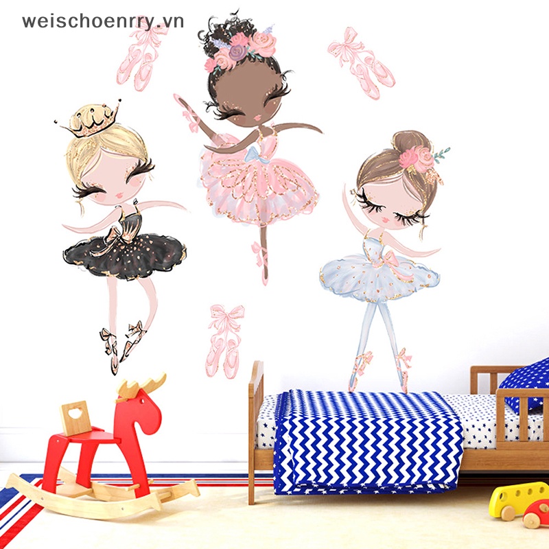 Giấy Dán Tường Hình Vũ Công Ballet Hoạt Hình Trang Trí Phòng Bé Gái