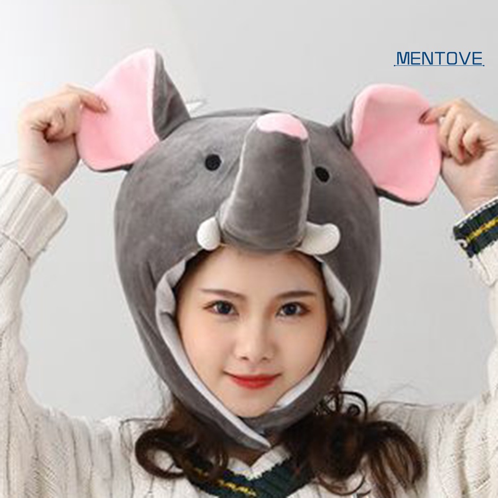 Mũ Trùm Đầu Nhồi Bông Mềm Mại Hình Chú Voi Hoạt Hình Hóa Trang Mùa Đông