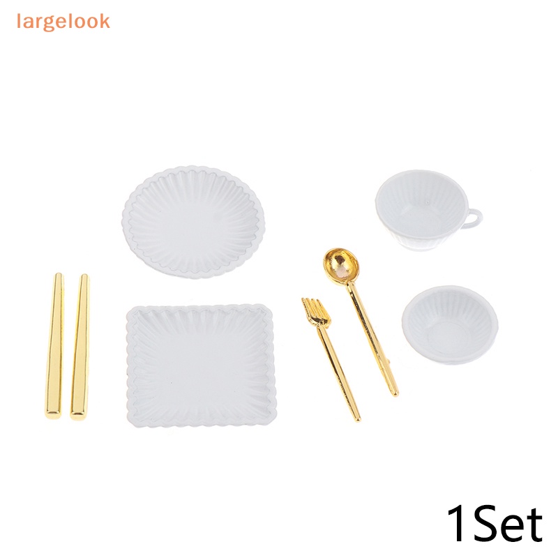 1 Bộ Chén Đĩa Muỗng / Tách Cà Phê Tỉ Lệ 1: 12 Dùng Trang Trí Nhà Búp Bê