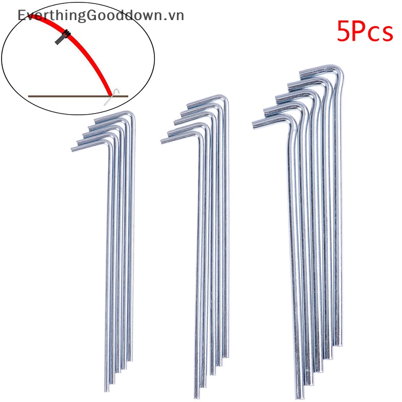 Everthinggooddown Bộ 5 Cọc Kim Loại Cứng Cắm Lều Cắm Trại Chịu Được Sức Nặng