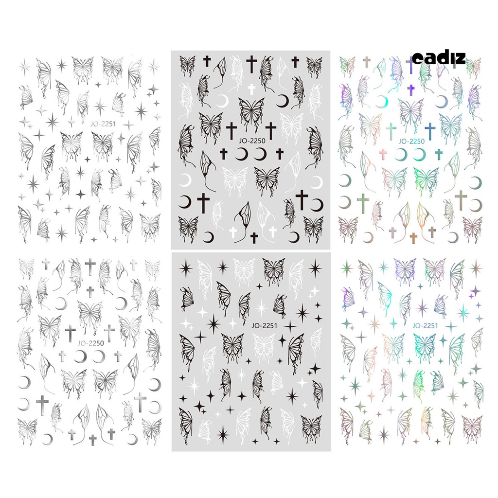 1 Bộ Miếng Dán Trang Trí Móng Tay Hình Bướm Nhiều Màu Sắc Bền Bỉ Tháo Rời Được