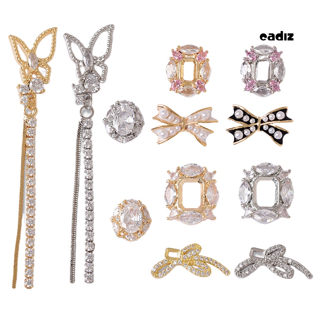 Phụ Kiện Tua Rua Hình Bướm 3D Nhiều Hình Dạng Đính Đá Zircon Sang Trọng Trang Trí Móng Tay