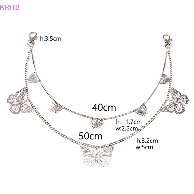 Dây Xích Hai Lớp Gắn Móc Khóa Hình Bướm Phong Cách Hip Hop Thời Trang Cho Nam Và Nữ Mới