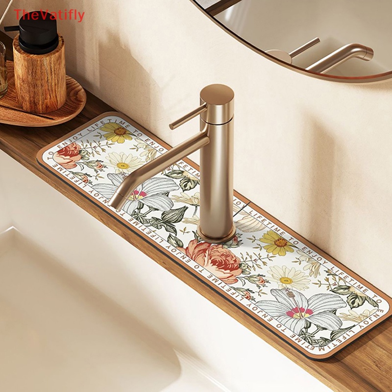 [Thevalifly] Miếng Lót Bồn Rửa Chén Thấm Hút Nước Chống Trượt Trang Trí Nhà Bếp