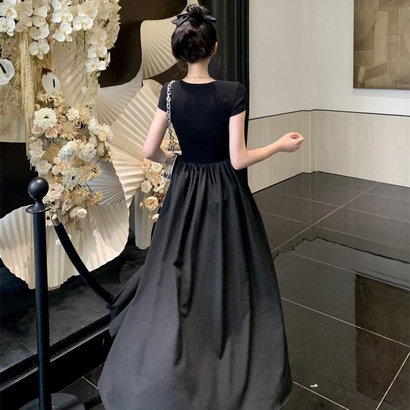 COZOK Đầm Tay Ngắn Cổ Vuông Thiết Kế Đơn Giản Thời Trang