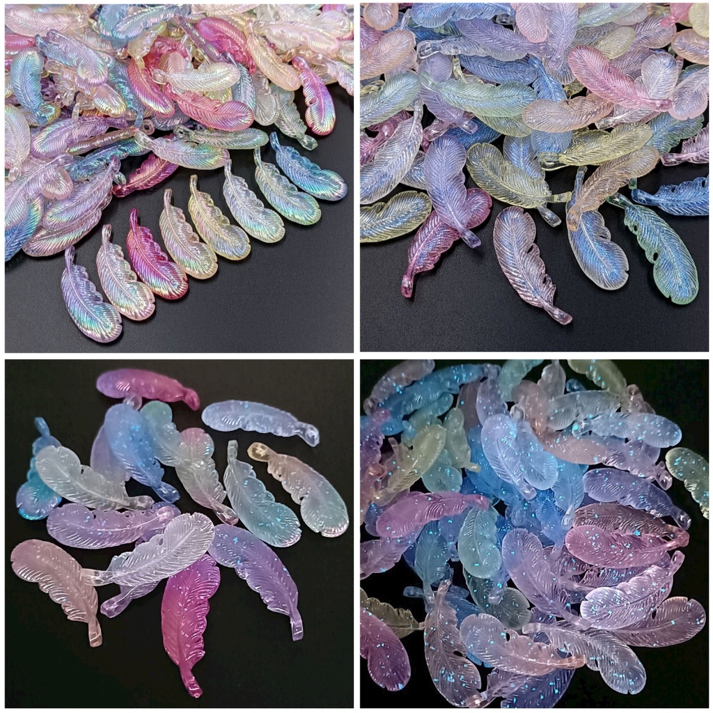 Set 10 Mặt Dây Chuyền Hình Lông Vũ Phát Quang Thời Trang