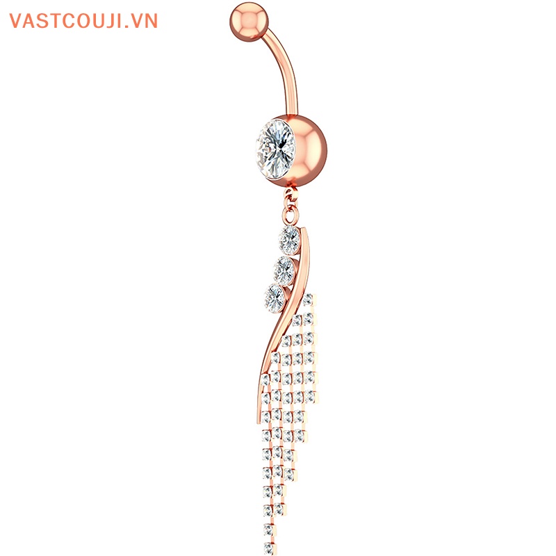 Khuyên RốN HìNh Chữ S ĐíNh Zircon BằNg ThéP Không Gỉ