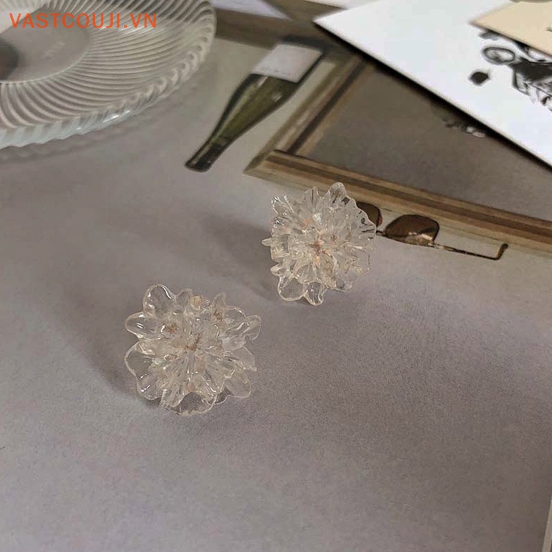 1 Đôi Bông Tai Hình Hoa Bằng Resin Thời Trang Dành Cho Nữ