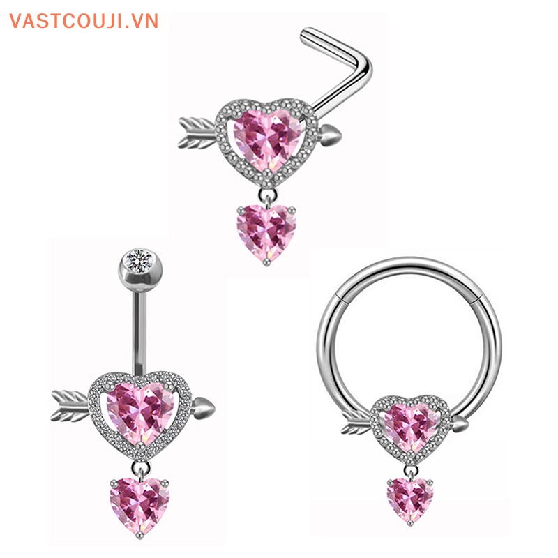 Khuyên Mũi Hình Trái Tim Bằng Thép Không Gỉ Thời Trang