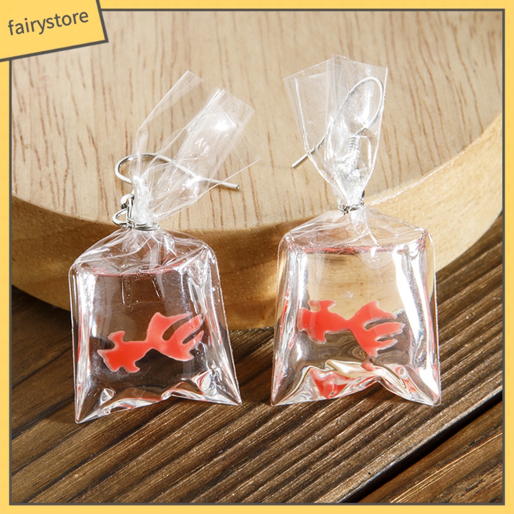 1 Đôi Bông Tai Hình Túi Nước Trong Suốt Họa Tiết Hoạt Hình Vui Nhộn Dành Cho Nữ