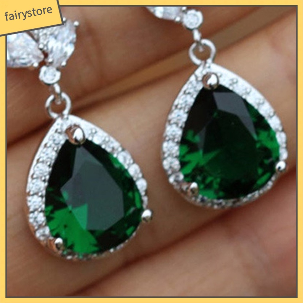 1 Đôi Bông Tai Hình Giọt Nước Đính Đá Lấp Lánh Dành Cho Nữ