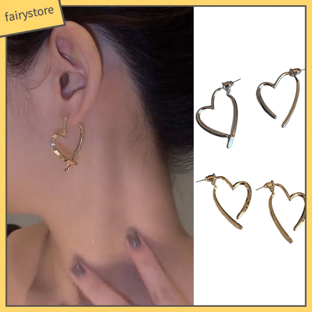 1 Đôi Bông Tai Xỏ Lỗ Hình Trái Tim Phong Cách Pháp Tối Giản Thời Trang Dành Cho Nữ