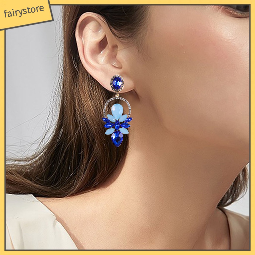 1 Đôi Bông Tai Hình Giọt Nước Đính Đá Lấp Lánh Dành Cho Nữ