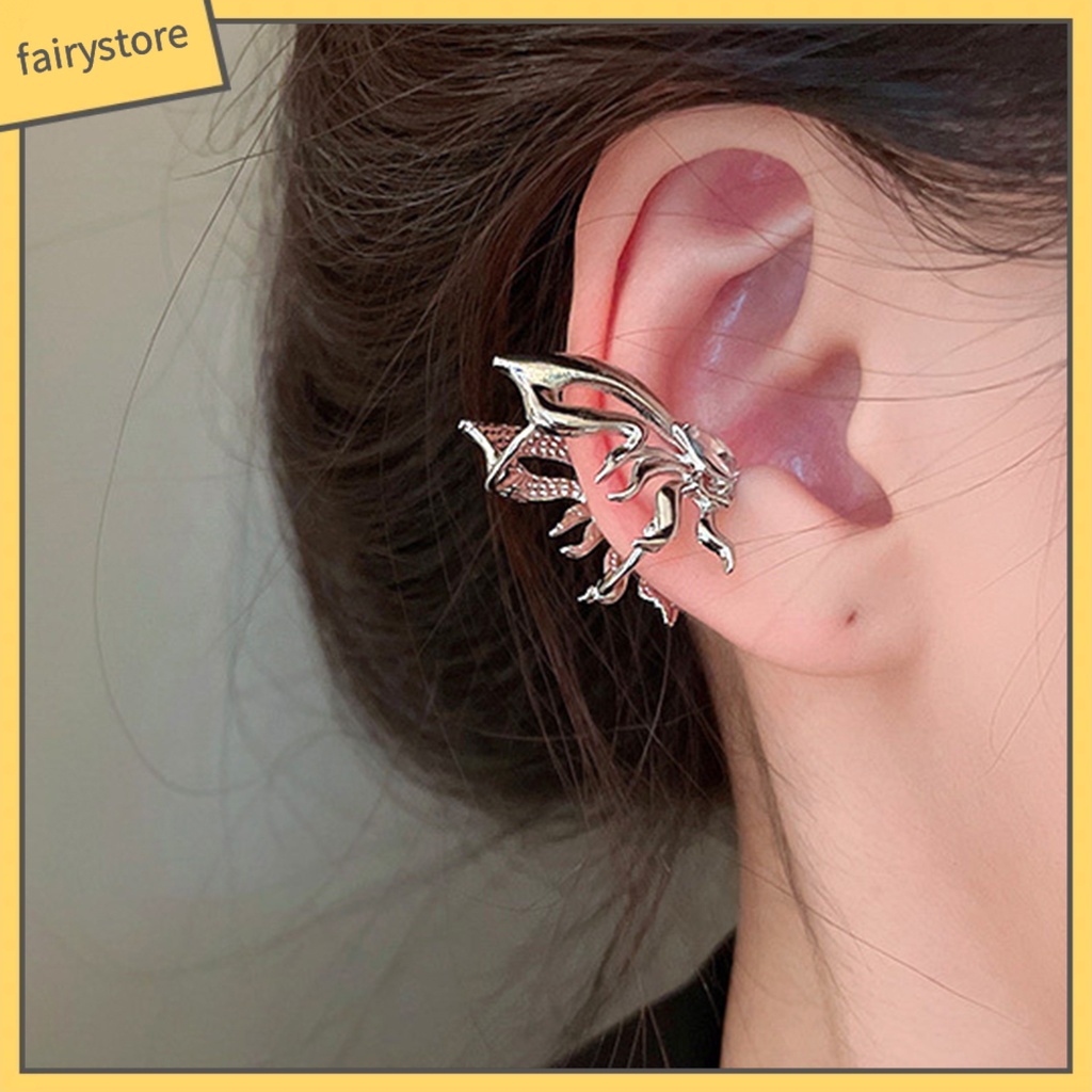 1 Đôi Khuyên Kẹp Vành Tai Không Xỏ Lỗ Hình Bướm Phong Cách Punk