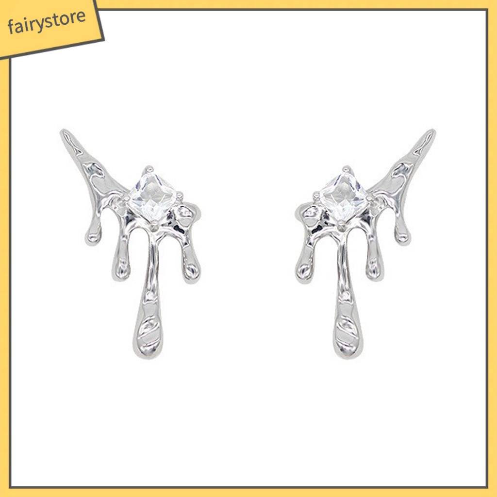 1 Đôi Bông Tai Hình Giọt Nước Đính Đá Zircon Thời Trang Cho Nữ