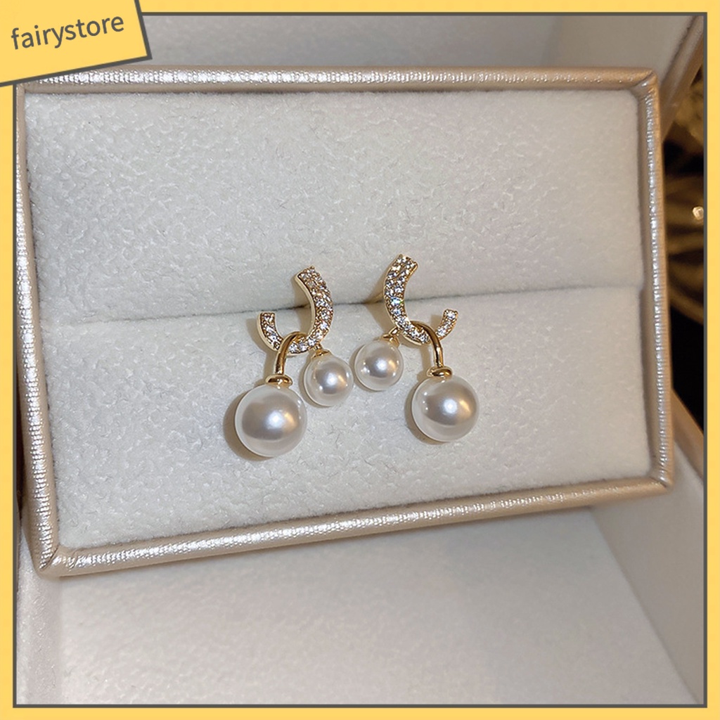 1 Đôi Bông Tai Xỏ Lỗ Đính Ngọc Trai Giả Thời Trang Dành Cho Nữ